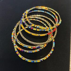 Colorful Beaded Bangle Stack Bracelet